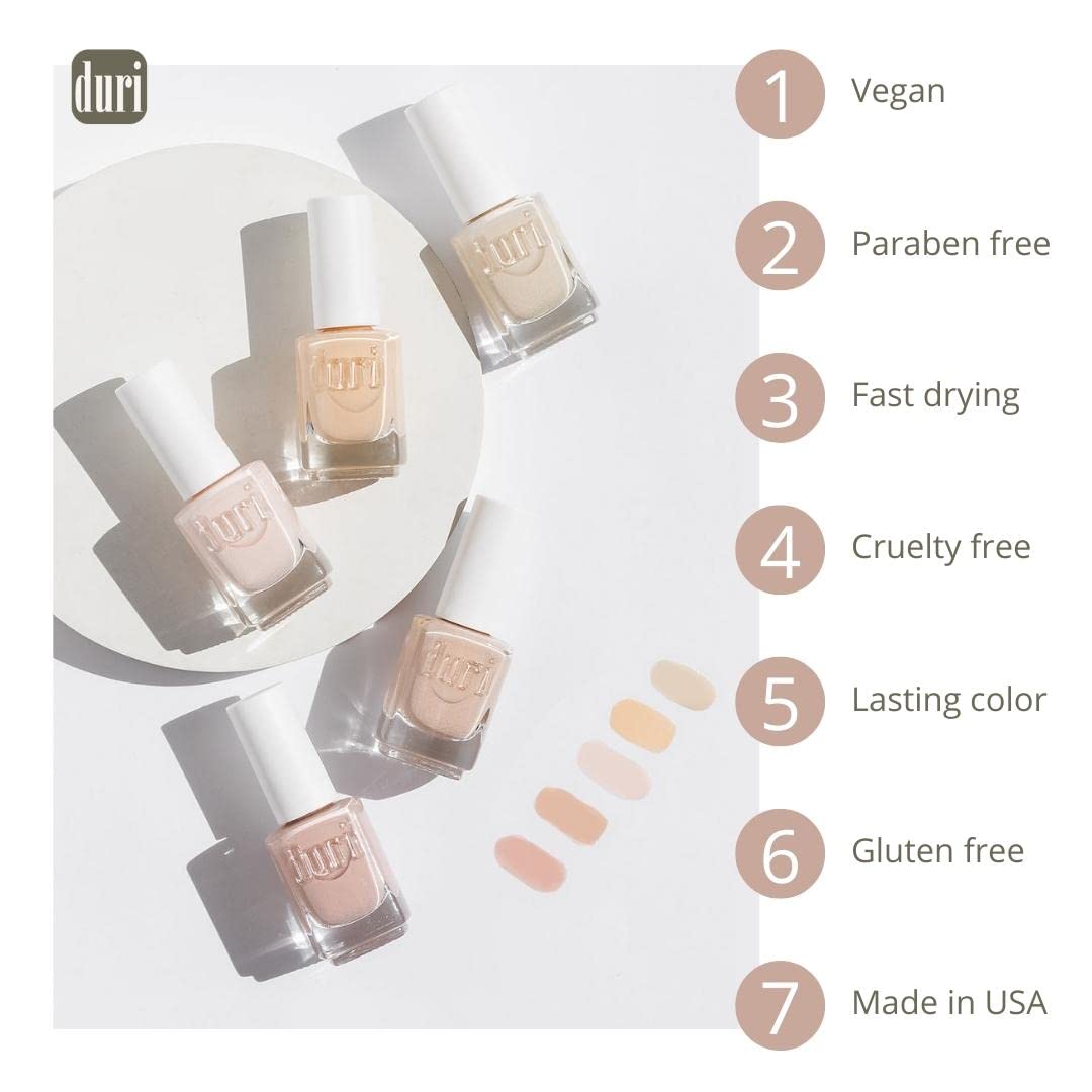 Duri Nail Polish, 477 Less Is More, Creamy Beige Lacquer, Semi Sheer Coverage French Manicure Look, 0.5 fl.oz.