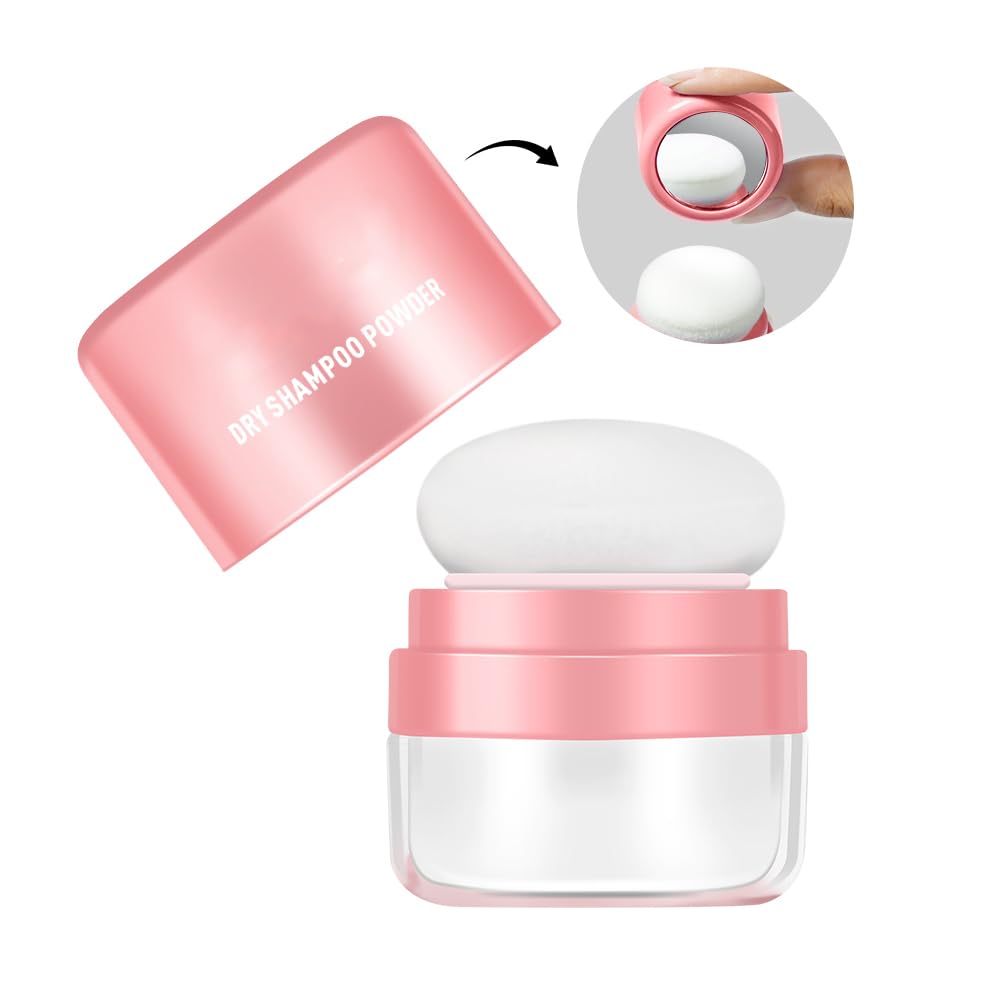 Dry Shampoo Powder, Dry Shampoo Volume Powder, Hair Powder for Women and Men, Travel Size Dry Shampoo with Sponge Brush and Mirror (Large, Cherry fruity)