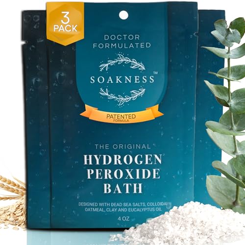Soakness Hydrogen Peroxide Epsom Salt Bath Soak - USA-Made – Patented Bath Salts, Muscle Recovery, & Skin Detoxification – Magnesium Salts for Bathing - Doctor Formulated Pure Epsom Salt (3-Pack)