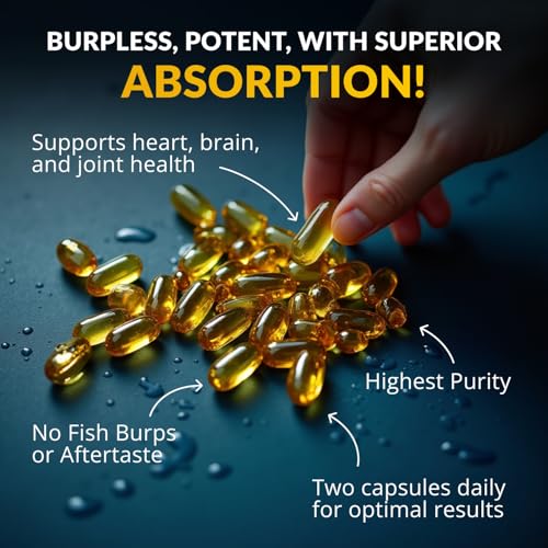 Wild Foods Omega 3 Fish Oil Supplement, 120 Capsules (1 pk) | Wild Caught, Burpless, Odorless, Non-GMO, Gluten Free | DPA, DHA, EPA Triple Strength Heart & Joint Nutrition for Women & Men