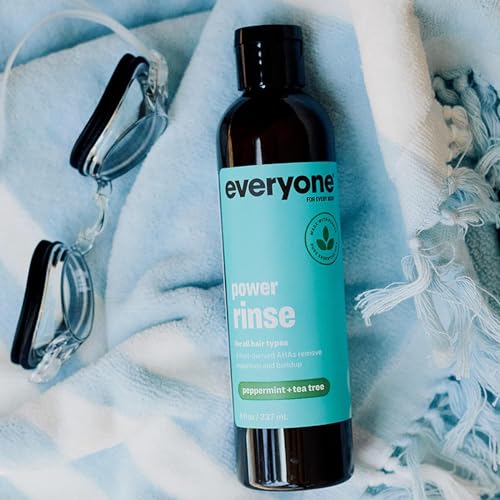 Everyone Hair Care Power Rinse - Peppermint & Tea Tree, 8 fl oz Bottle, Scalp Cleanser & Detox Treatment for Build Up, Color Safe, Sulfate Free & Paraben Free