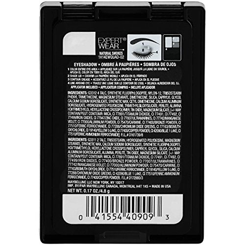 Maybelline New York Expert Wear Eyeshadow Quads, Natural Smokes, 0.17 oz.