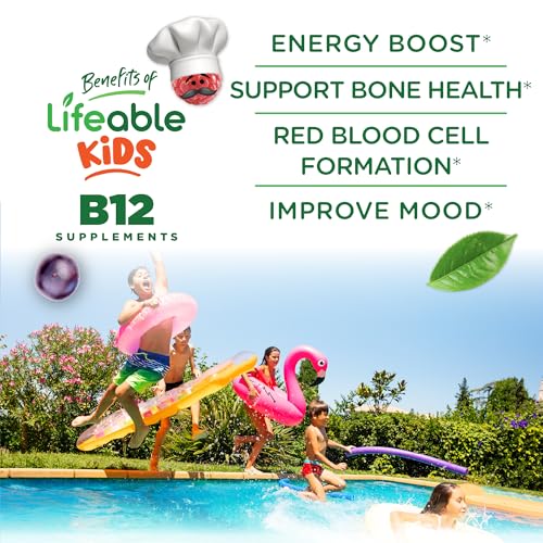 Lifeable Sugar Free Kids Vitamin B12 Gummies | 1000 mcg | Great Tasting B12 Vitamins for Kids | Energy, Mood, and Metabolism Support | B 12 Vitamin Gummies for Boys and Girls | 90 Gummies