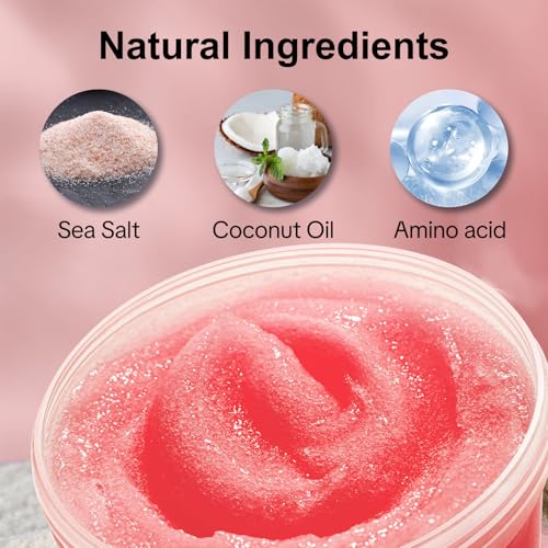 Dead Sea Salt Body Scrub for Men & Women, Underarm Detox Scrub, Exfoliating Body Scrubber for Smooth & Radiant Skin with Coconut Oil, Amino Acids, & Vaseline Body Oil, Dead Skin Remover for Body Care