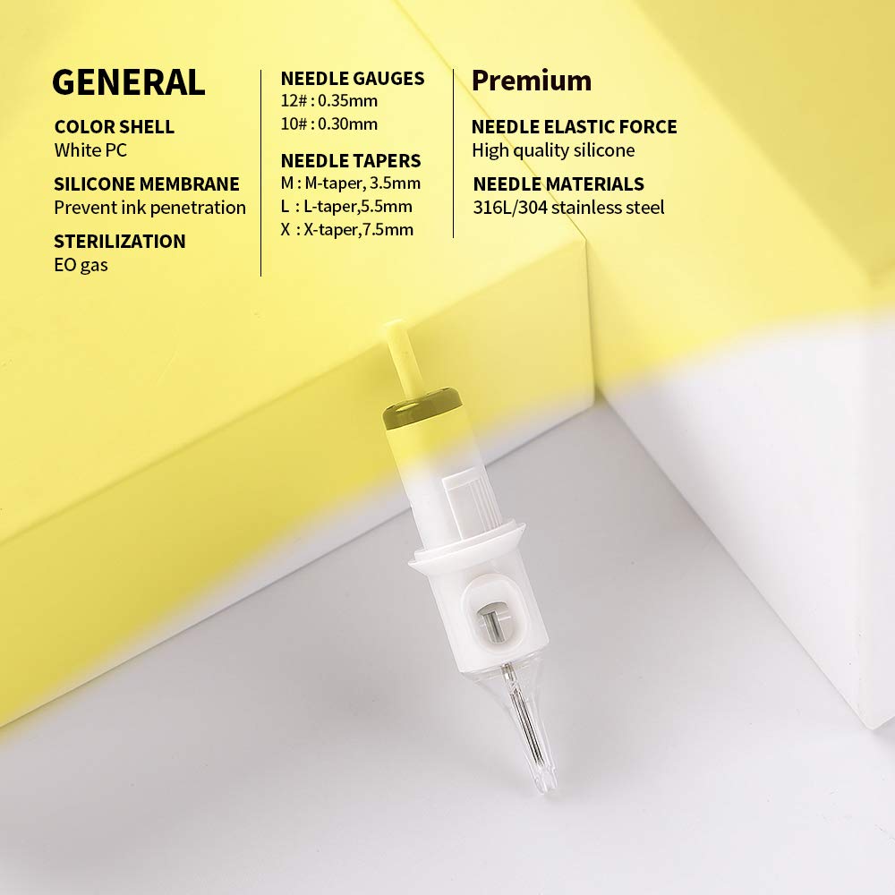 Hawink Tattoo Cartridge Needles #10 Bugpin 5 Round Liner X-Taper 20PCS with Membrane Professional Disposable EN05C-20-1005RL