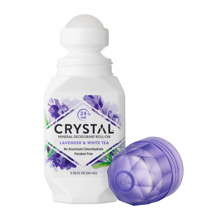 CRYSTAL essence Mineral Deodorant Roll-On - Lavender and White Tea (2.25 fl oz) - 12 Pack