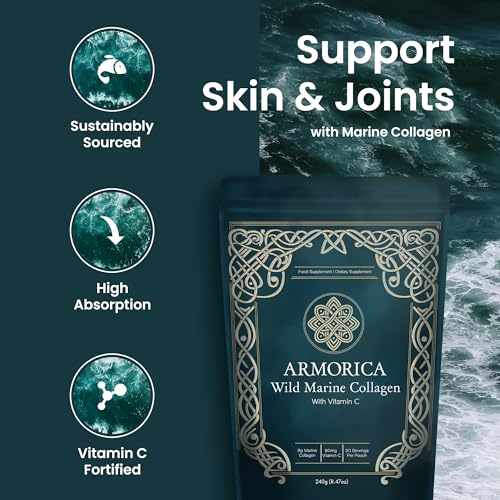 ARMORICA Wild Marine Collagen with Vitamin C | Sustainably Produced from Wild Fish in The North Atlantic | 30 Servings - (Unflavoured Powder, 240g)