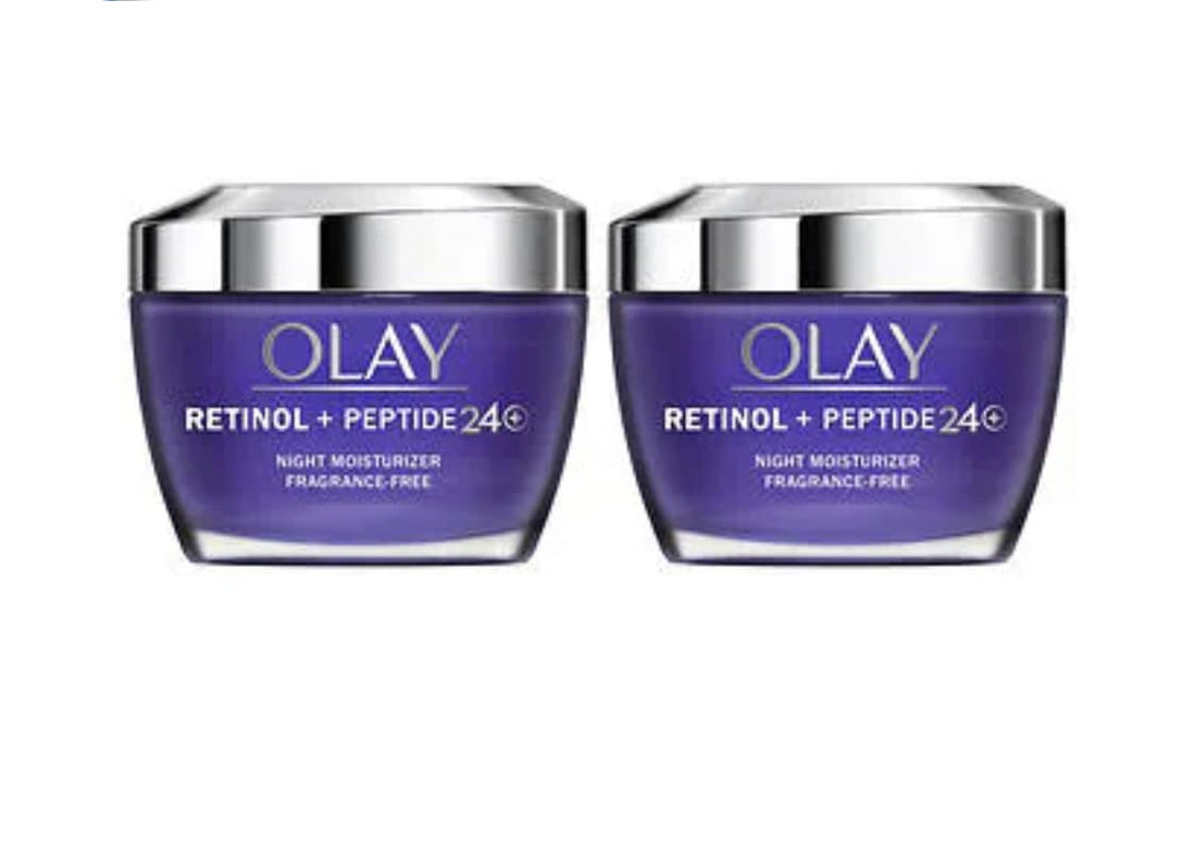 Olay Retinol + Peptide 24 Fragrance Free Night Moisturizer, 1.7 OZ (2 Packs)