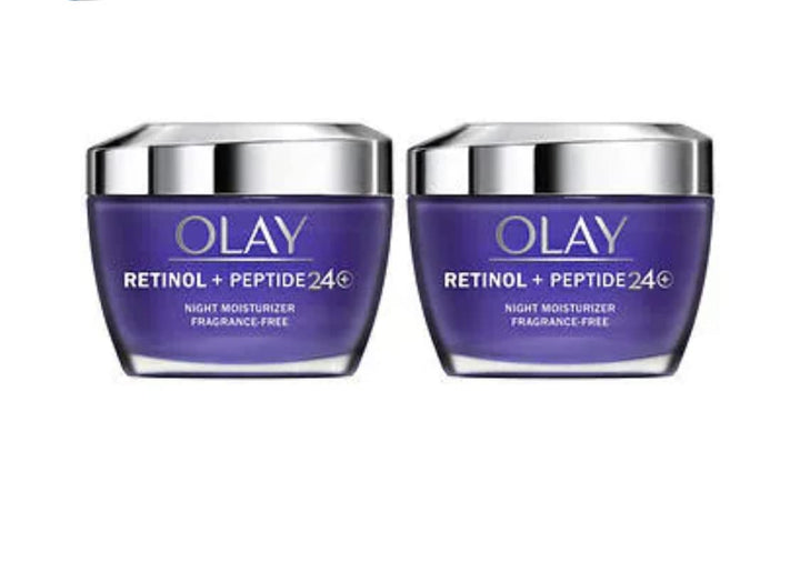 Olay Retinol + Peptide 24 Fragrance Free Night Moisturizer, 1.7 OZ (2 Packs)