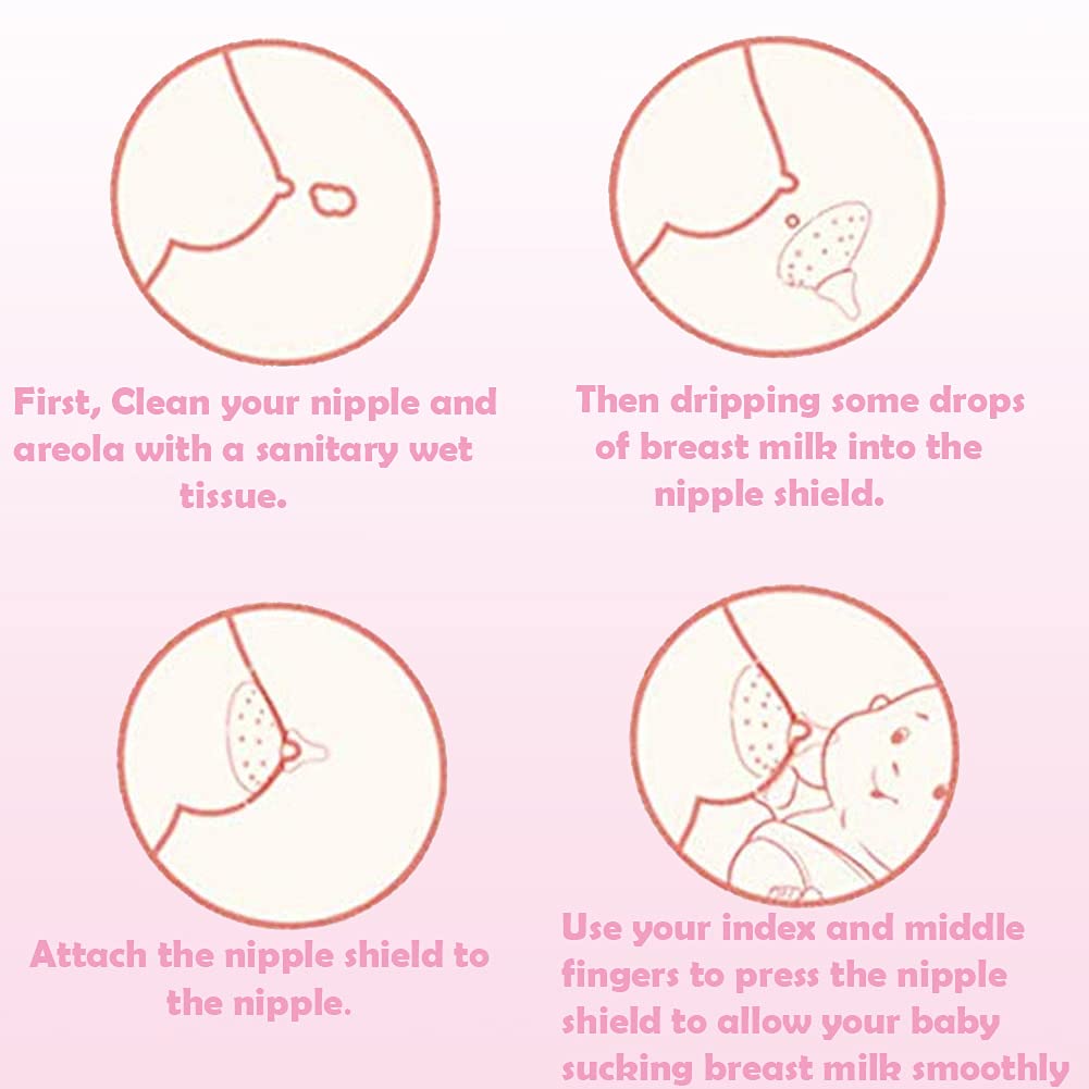 YIYEE Nipple Shields for Nursing Newborn 2 Count, Upgraded for Protecting Inverted & Sore Nipples, Assisting Latch Difficulties, Great for Breastfeeding Mothers, Carrying Case Included