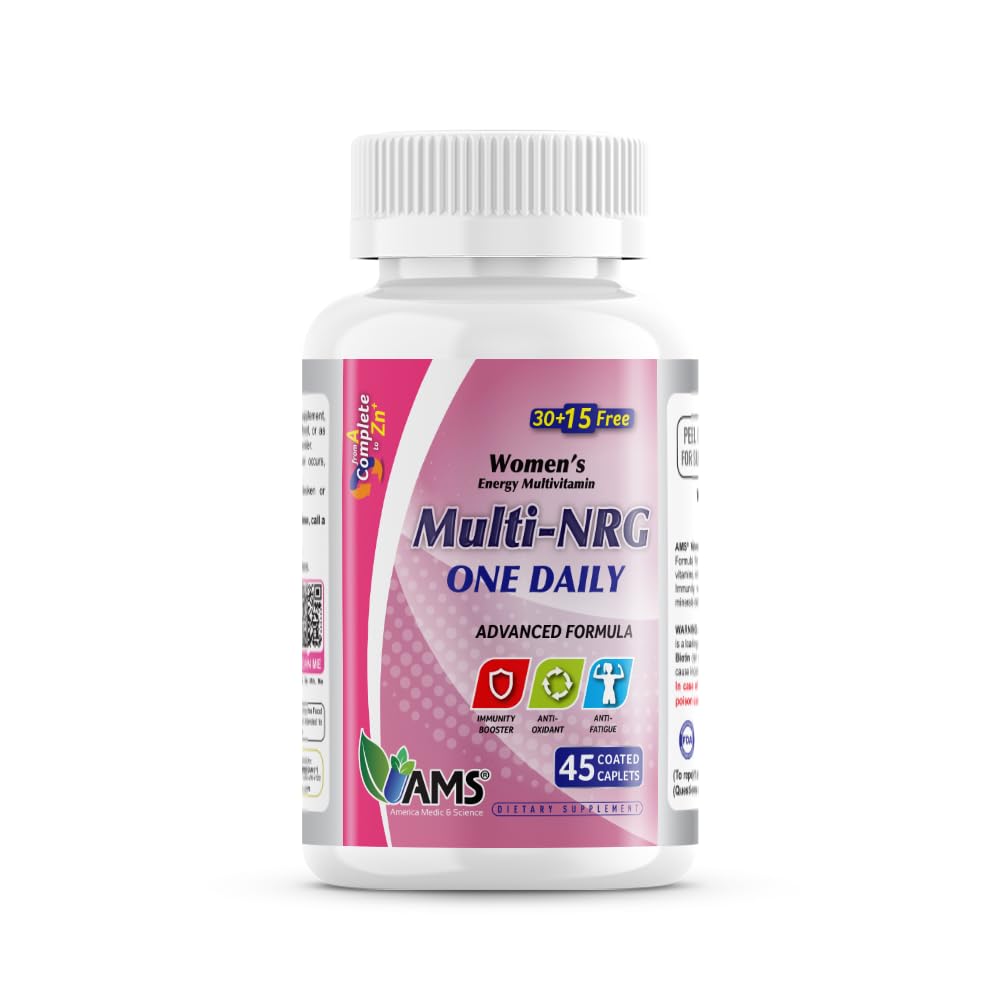 America Medic & Science Multivitamins for Women, Multi-NRG, 45 Coated Caplets, One Daily, Immune Support Supplements, Vitamin C & B Complex, Vital Micro-Nutrients & Natural Herbal Ingredients.