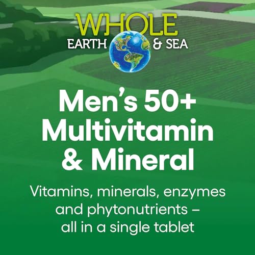 Natural Factors Whole Earth & Sea Men's 50+ Multivitamin & Mineral, 1 Serving Contains Nutrition Equivalent to ½ lb of Veggies, 120 Tablets