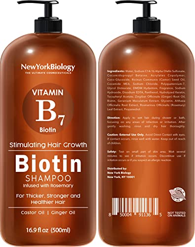 New York Biology Biotin Shampoo and Conditioner Set for Hair Growth and Thinning Hair - Thickening Formula for Hair Loss Treatment - For Men & Women - Anti Dandruff - 16.9 Fl Oz