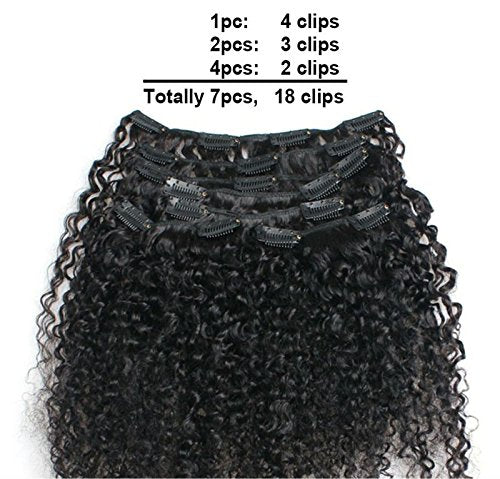 14, 120Gram/Set : Ms Fenda Brazilian Remy Virgin Hair 3B 3C Kinky Curly Natural Color African American Clip In Hair Extensions 120Gram 7Pcs/Set(14)