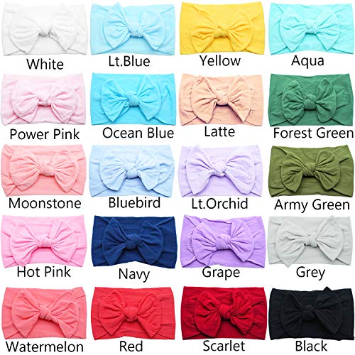 20PCS Baby Girls Headbands Soft Nylon Newborns Headbands 4.5inch Hair Bows Elastic Hairbands Hair Accessories for Newborns Infants Toddlers Girls Kids