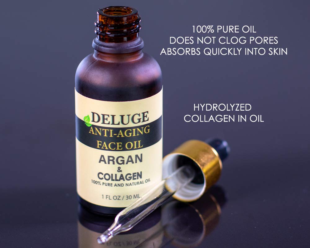 COLLAGEN FACE OIL WITH ARGAN OIL 100% NATURAL – FINE LINES, WRINKLES, ANTI- AGING FACIAL OIL. SMOOTHING AND FIRMING SKIN CARE TREATMENT, NATURE’S MOST POTENT BOTANICAL INGREDIENTS