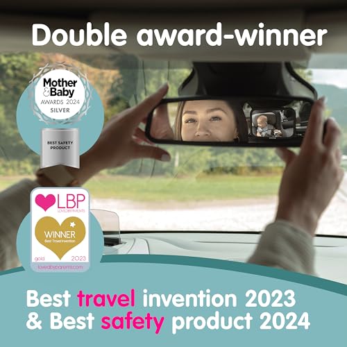 Onco Baby Car Mirror Rear Facing - Double Award-Winning Convex Car Mirror for Baby, 100% Shatterproof & Shakeproof with 360° Rotation, Newborn Essentials (9.6 x 6.9 in)
