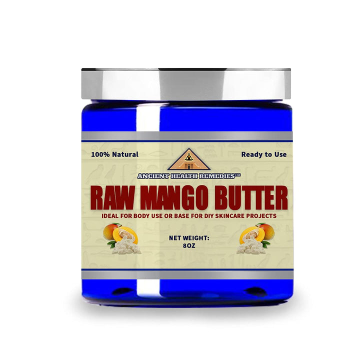 ANCIENT HEALTH REMEDIES Organic Unrefined Raw MANGO BUTTER JAR/BLOCKS Bulk, Light Mango Aroma, Non-Greasy Base for Beauty, Skin Moisturizing, DIY Base for Body Butter & Hand Creams (JAR, 7.9999)