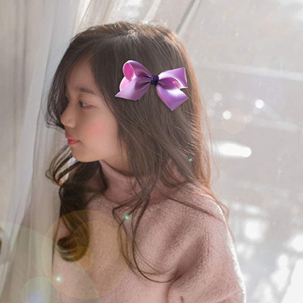 Baby Girl's Hair Clips Cute Hair Bows Baby Elastic Hair Ties Hair Accessories Ponytail Holder Hairpins Set For Baby Girls Teens Toddlers, Assorted styles, 36 pieces Pack (Purple)