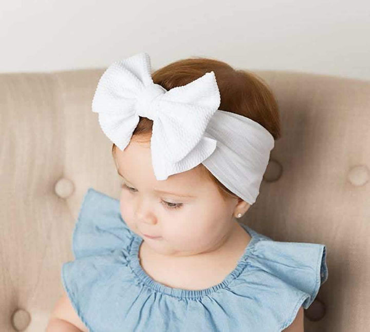 inSowni 8 Pack Big Bow Super Stretchy Nylon Headbands Turban Headwraps Hair Accessories for Baby Girls Toddlers Infants Kids