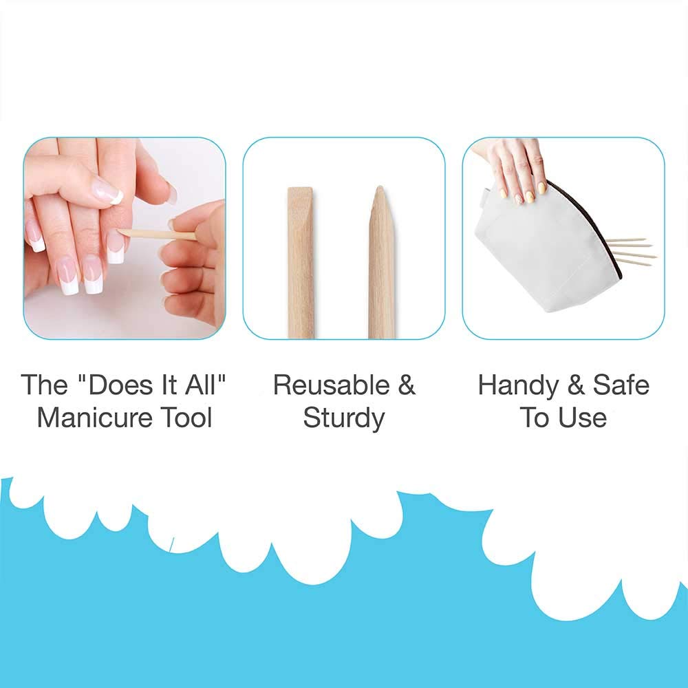 Flowery Birchwood Manicure Sticks, Double Spade Thin, Disposable Cuticle Pusher, 6 Inches, 1000 Count