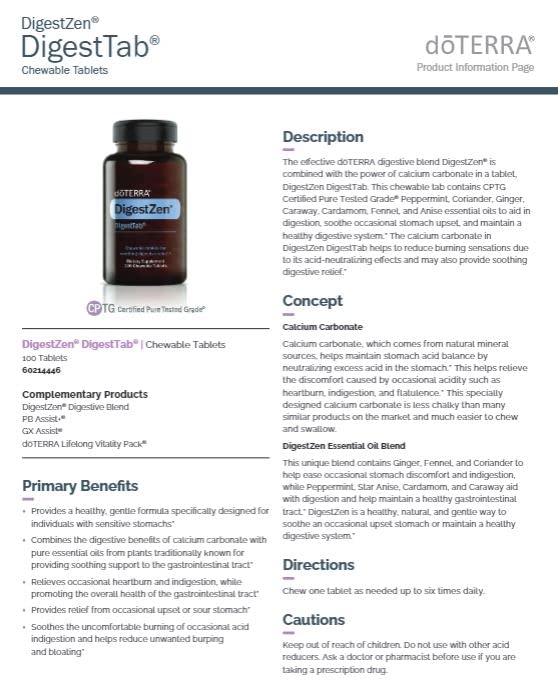 doTERRA DigestZen DigestTab - 100 Chewable Tablets