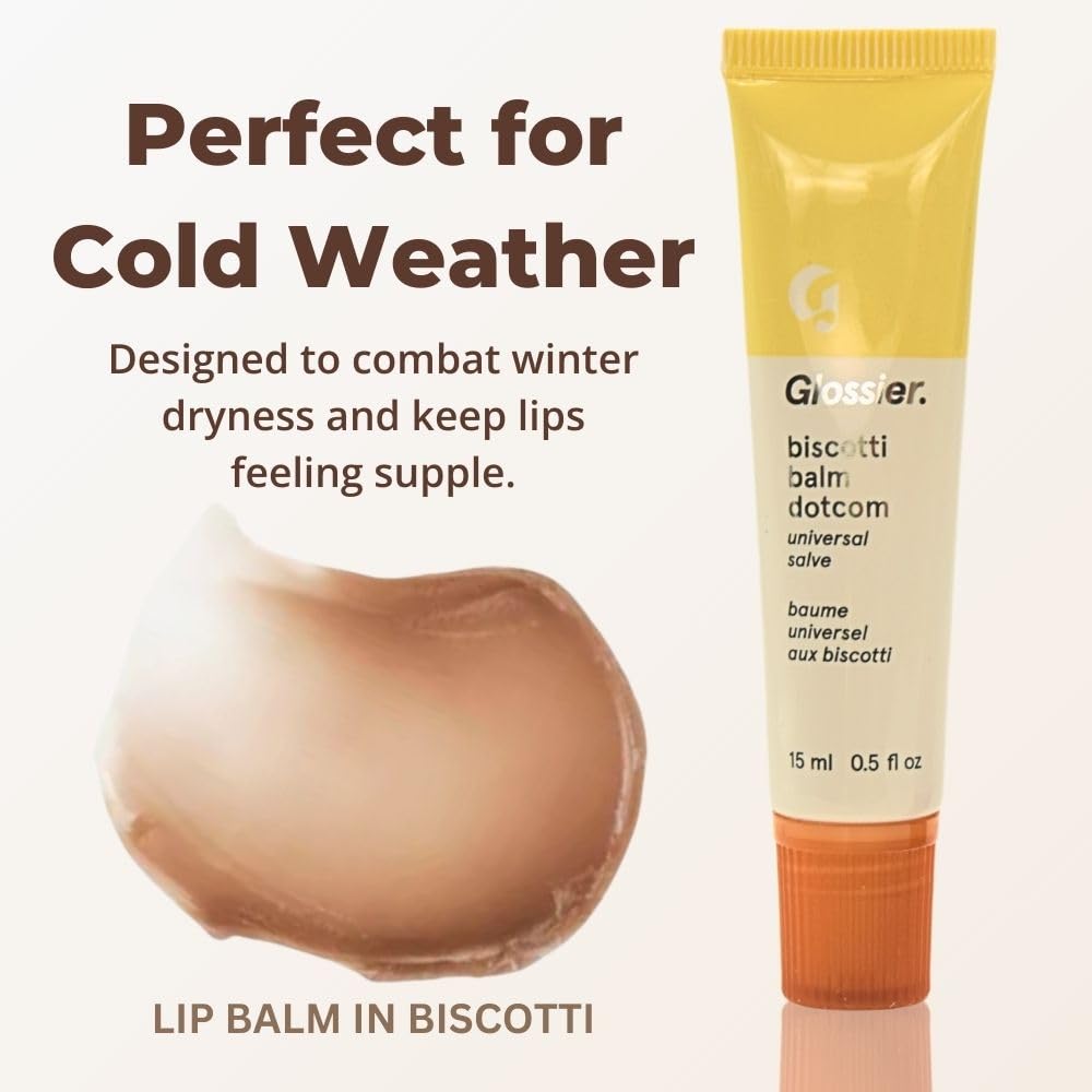 Glossier Limited Edition Balm Dotcom Duo - Holiday Lip Balm Set with Biscotti & Espresso Flavors, Moisturizing, Nourishing, Sheer Tints, 15mL Each.