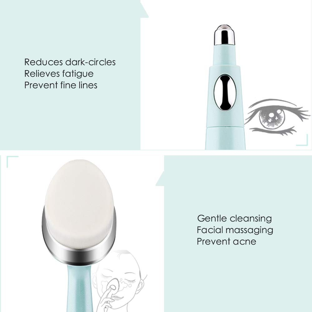 TOUCHBeauty Sonic Eye Massager with Soft Facial Cleansing Brush Eyes & Face Skin Care Device Relieves Dark Circles and Puffiness 1581