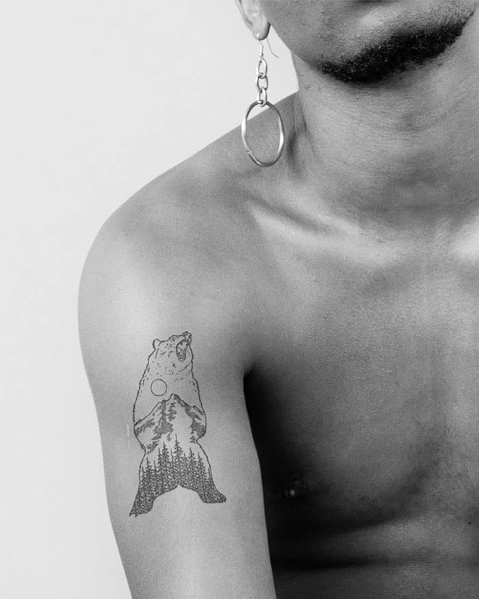 Inkbox Temporary Tattoos, Semi-Permanent Tattoo, One Premium Easy Long Lasting, Waterproof Temp Tattoo with For Now Ink - Lasts 1-2 Weeks, Growling, 6 x 3 in