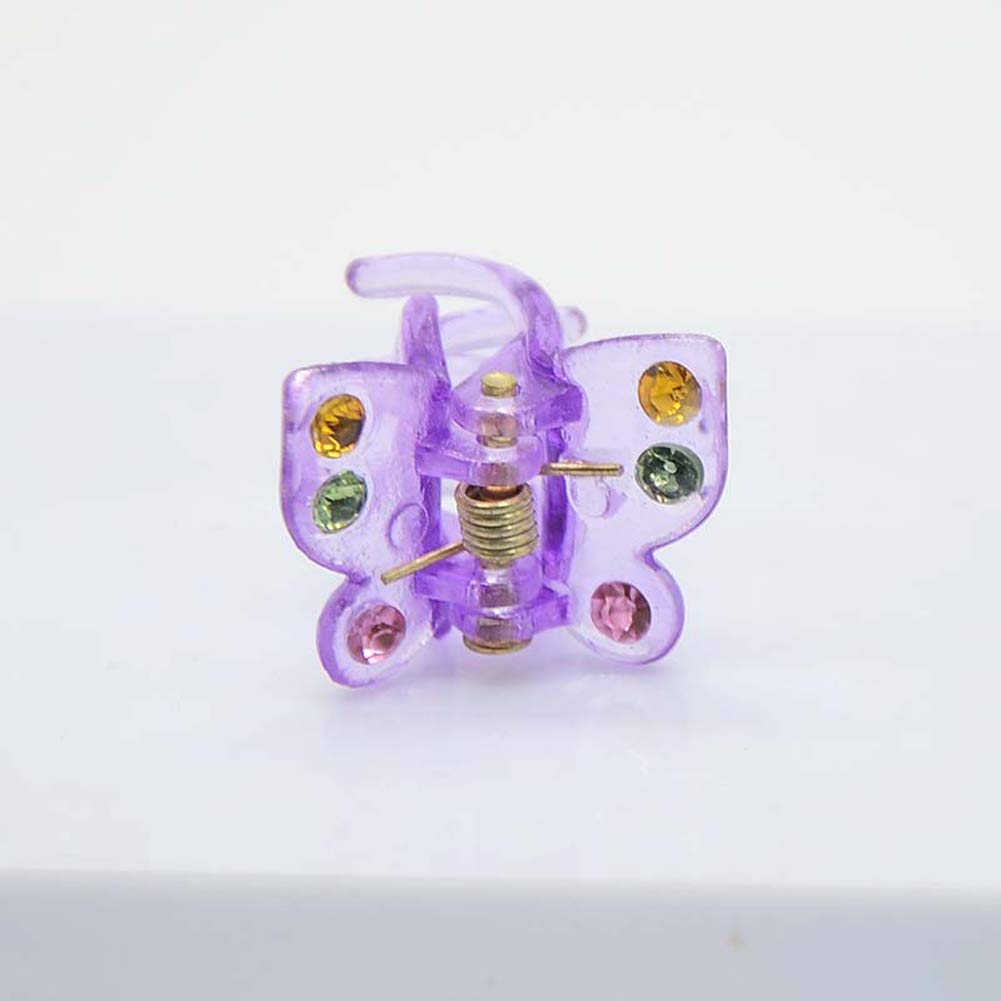 mollensiuer 24Pcs Mini Hair Clips Butterfly Plastic Rhinestone Hairs Claws Clips Barrette Hairpins Clamps Bangs Clips for Little Girl Kids Toddlers, 20mm (Multicolor)