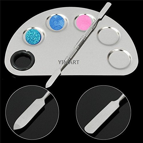 Yimart Stainless Steel Makeup Palette Cosmetic Five Holes Mixing Pallete Spatula