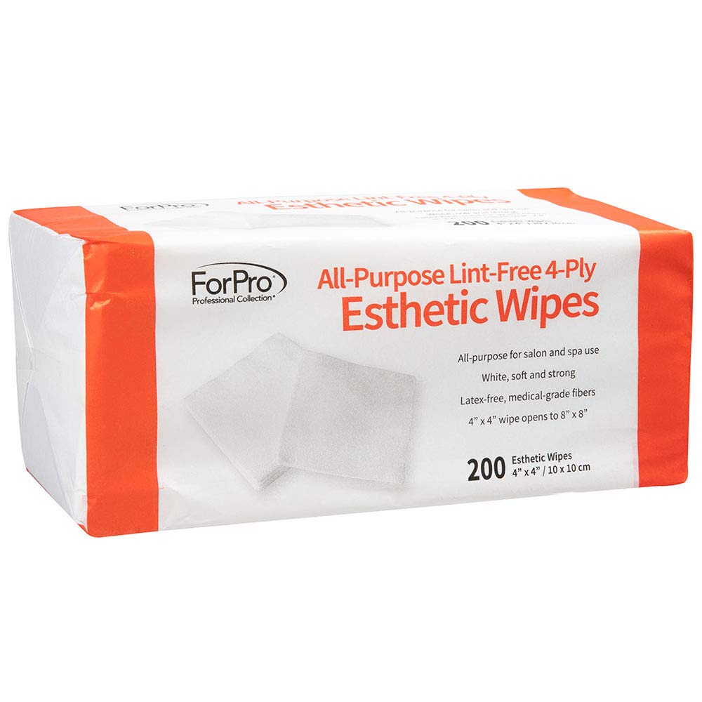 All-Purpose Lint-Free 4-Ply Esthetic Wipes, Non- Woven, For Salon and Spa Use- Soft, Strong and Durable, Latex-Free, Medical-Grade Fibers - 4ââ‚¬Â x 4ââ‚¬Â - 200-Count (Pack of 6)