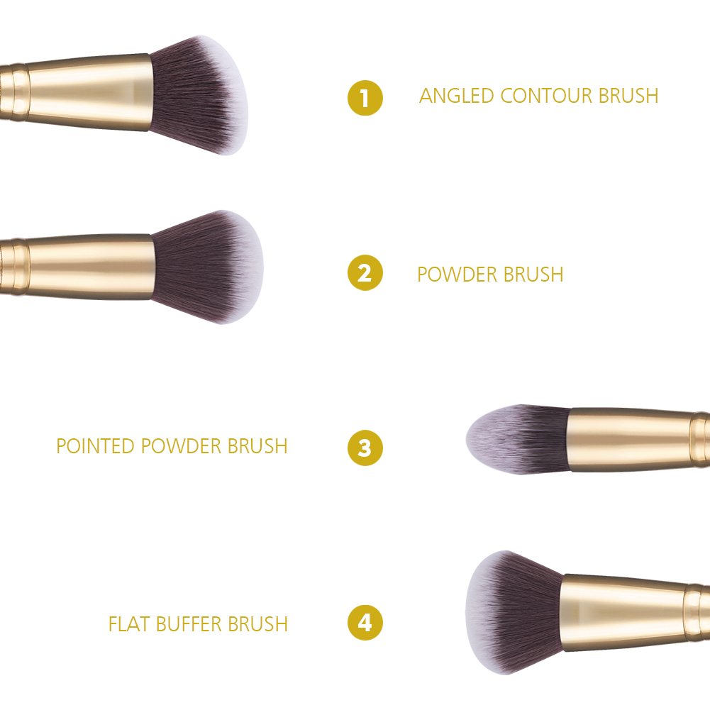 DUcare Makeup Brushes Duo End Powder Foundation Buffer and Contour Synthetic Cosmetic Tools 2Pcs