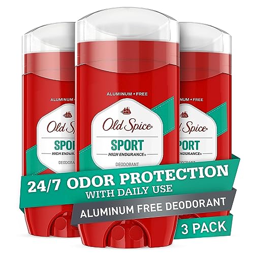 Old Spice Aluminum Free Deodorant For Men, High Endurance, 24/7 Sweat Defense & Odor Protection, 24/7 Freshness & Lasting Scent, Sport Scent, 3.0 oz (Pack of 3)