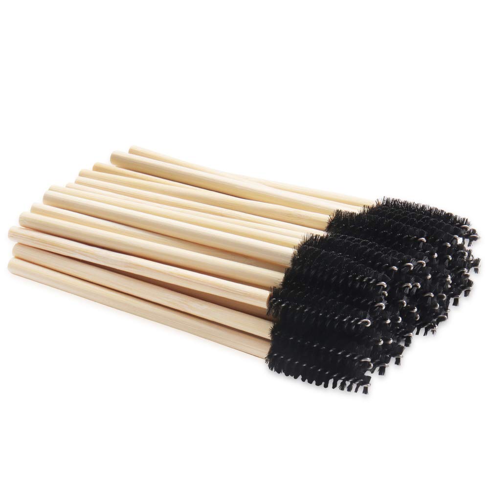 MyAoKuE-UP 100 Pack Bamboo Handle Mascara Wands Disposable Eyelash Brushes Lash Extension Tool, Black