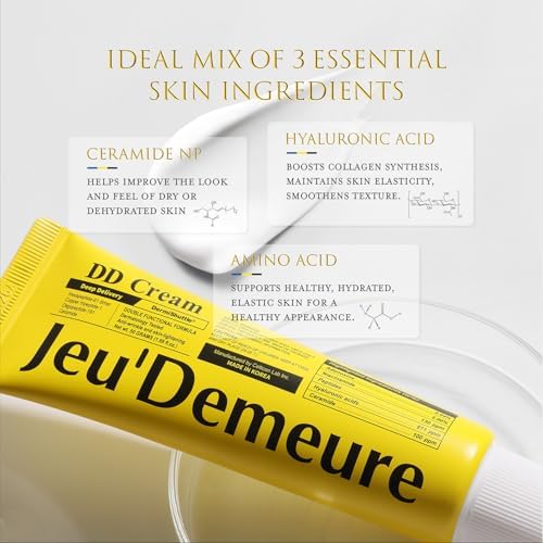 JEU'DEMEURE DD Cream Deep Hydration Intensive Smoothness Face, Neck and Hand with Peptide, Ceramide, Hyaluronic Acid, Anti Aging Wrinkles Cream, Korean skincare Moisturizer (50g)