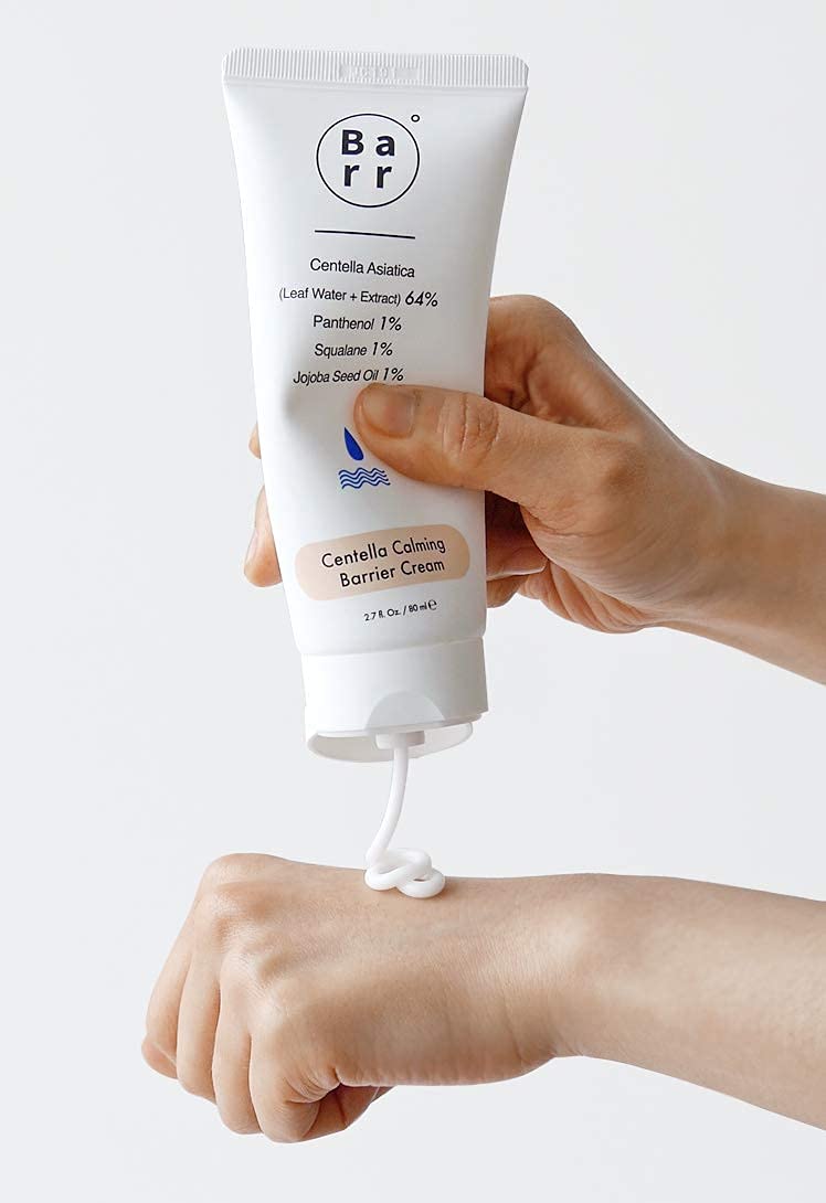 Barr Centella Calming Barrier Cream, 64% Centella Asiatica, 1% panthenol vitaminB5, 1% Jojoba Seed Oil, 1% Squalane, Vegan