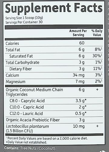 Garden of Life Dr. Formulated Keto Organic MCT Powder - 30 Servings, 6g MCTs from Coconuts Plus Prebiotic Fiber & Probiotics, Certified Organic, Non-GMO, Vegan, Gluten Free, Ketogenic & Paleo