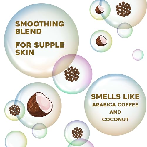 OGX Smoothing + Coconut Coffee Exfoliating Body Scrub with Arabica Coffee & Coconut Oil, Moisturizing Body Wash for Dry Skin, Paraben-Free with Sulfate-Free Surfactants, 19.5 Fl Oz, 2 Pack
