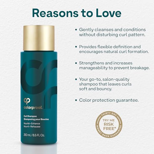 Colorproof Curl Shampoo for Women 8.5 Fl. Oz. Curly Hair Shampoo that Nourishes, Defines and Leaves Curls Soft Smooth, White Tea Scent