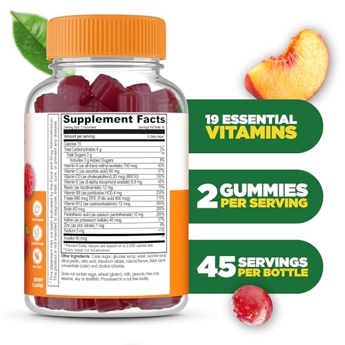 Lifeable Multivitamin for Men Gummies | VIT A, C, D, E, B1, B2, Niacin, B5, B6, Folate, B12, Biotin, Iodine, Zinc, Chromium, Ginseng, Lycopene, Inositol | Mens Multivitamins Gummies | 90 Gummies