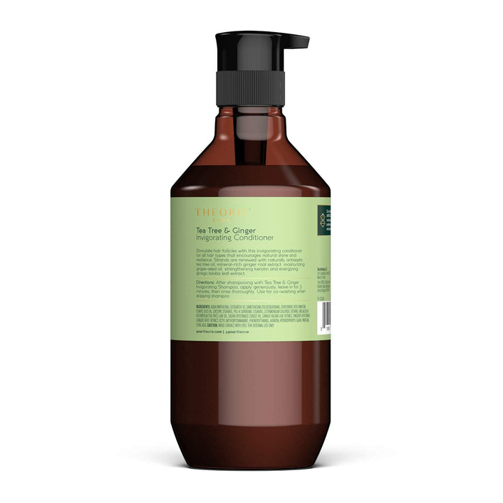 THEORIE Tea Tree and Ginger Invigorating Conditioner - Stimulate & Renew with Natural Shine and Resilience - Suited for All Hair Types - Protects Color and Keratin Treated Hair, Pump Bottle 400mL