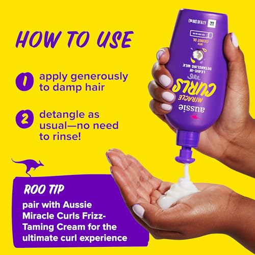 Aussie Miracle Curls with Coconut Oil, Paraben Free Detangling Milk Treatment, 6.7 fl oz