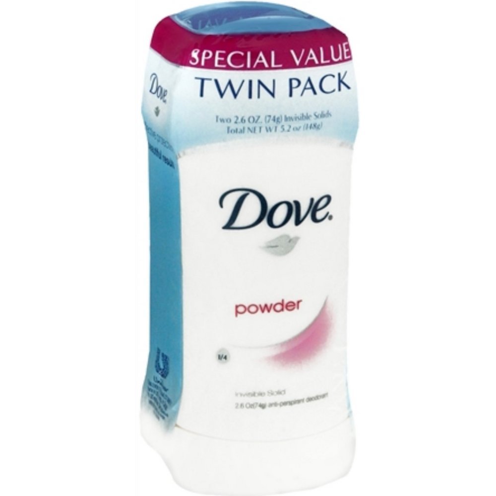 Dove Anti-Perspirant Deodorant Invisible Solid, Powder, Twin Pack 5.20 oz (Pack of 2)