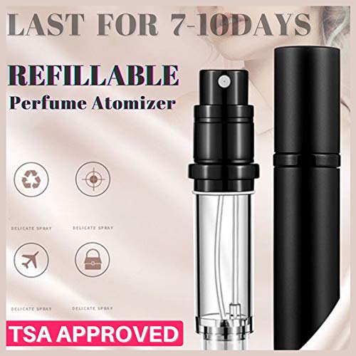 UULANFA Portable Mini Refillable Perfume Atomizer Bottle Empty Pocket Size Cologne Sprayer for Travel 5ml (Y-Black)