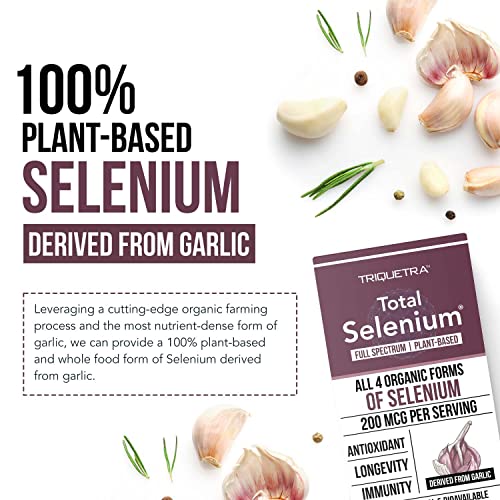 Total Selenium - 200 mcg, Plant-Based Selenium - Full Spectrum, Contains 4 Essential Organic Forms of Selenium Including Selenomethionine - Derived from Garlic - 60 Capsules