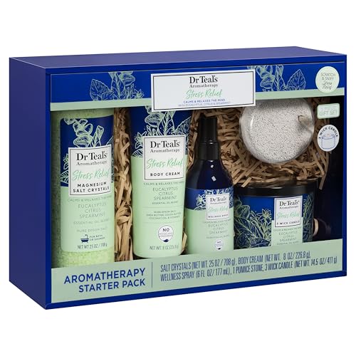 Dr Teal's Aromatherapy Stress Relief Starter Pack, Eucalyptus, Citrus and Spearmint, 5 Pieces