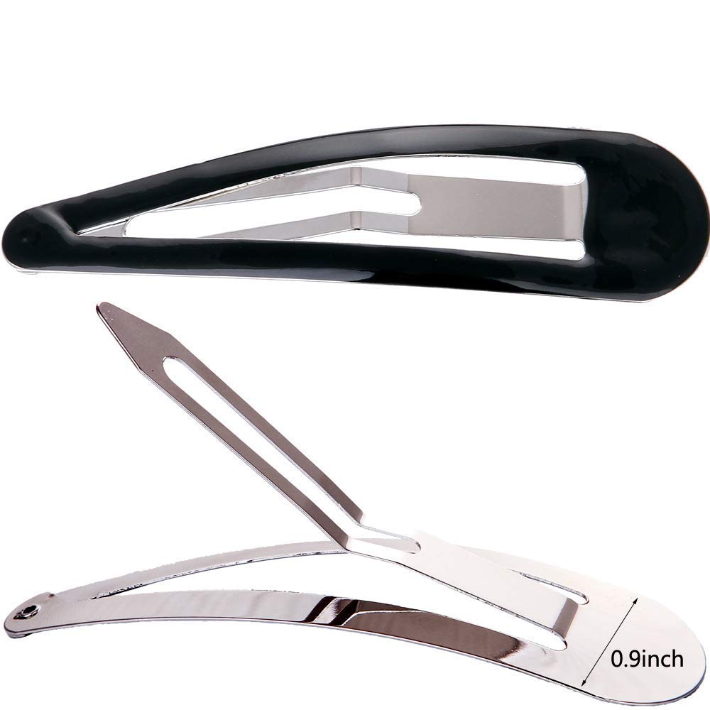 LONEEDY LONEEDY Pack of 10 Large Metal Stoving Varnish Hair Snap Clips,3.5 inch Long No-slip Hair Clips Barrettes For Women and Girls (Black)