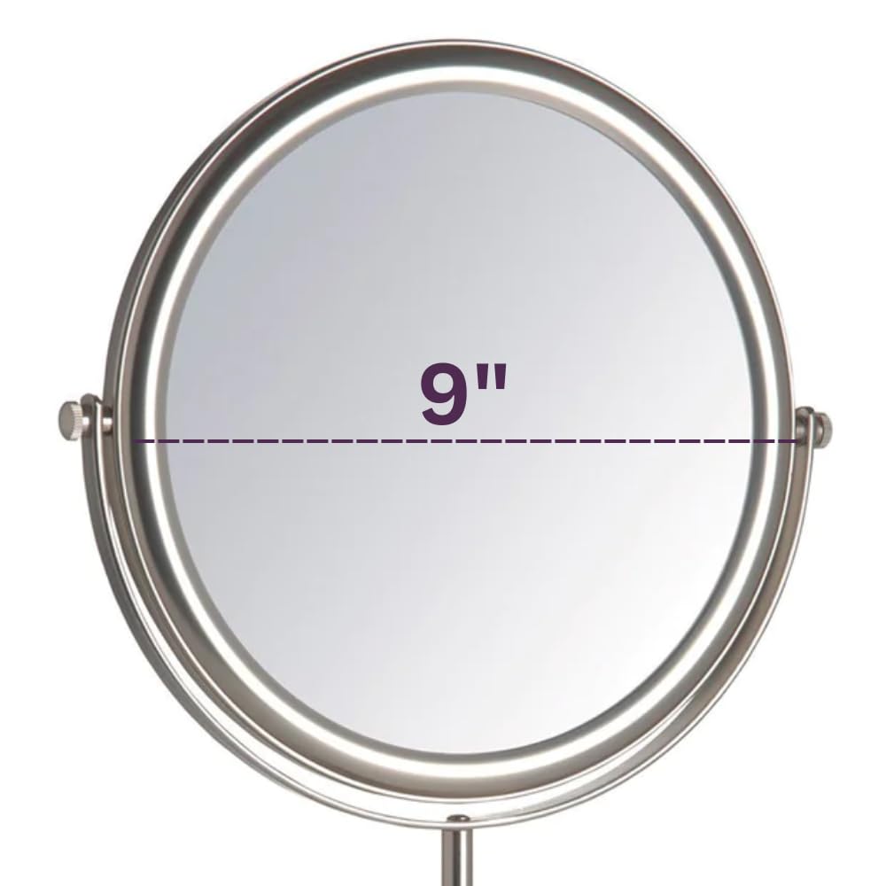 Jerdon JP4045N 9-Inch Vanity Mirror with 5x Magnification, Nickel Finish