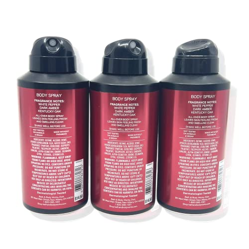 Bath & Body Works Bourbon Body Spray 3.7oz - pack of 3 - Men’s Collection Body Spray for Men